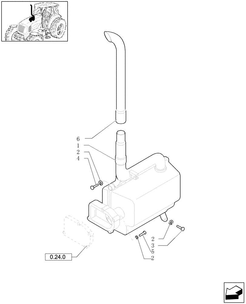 Схема запчастей Case IH JX1100U - (1.15.1/01[06]) - (VAR. 199) MUFFLER - L/CAB - EXTENSION, GUARDS (02) - ENGINE EQUIPMENT