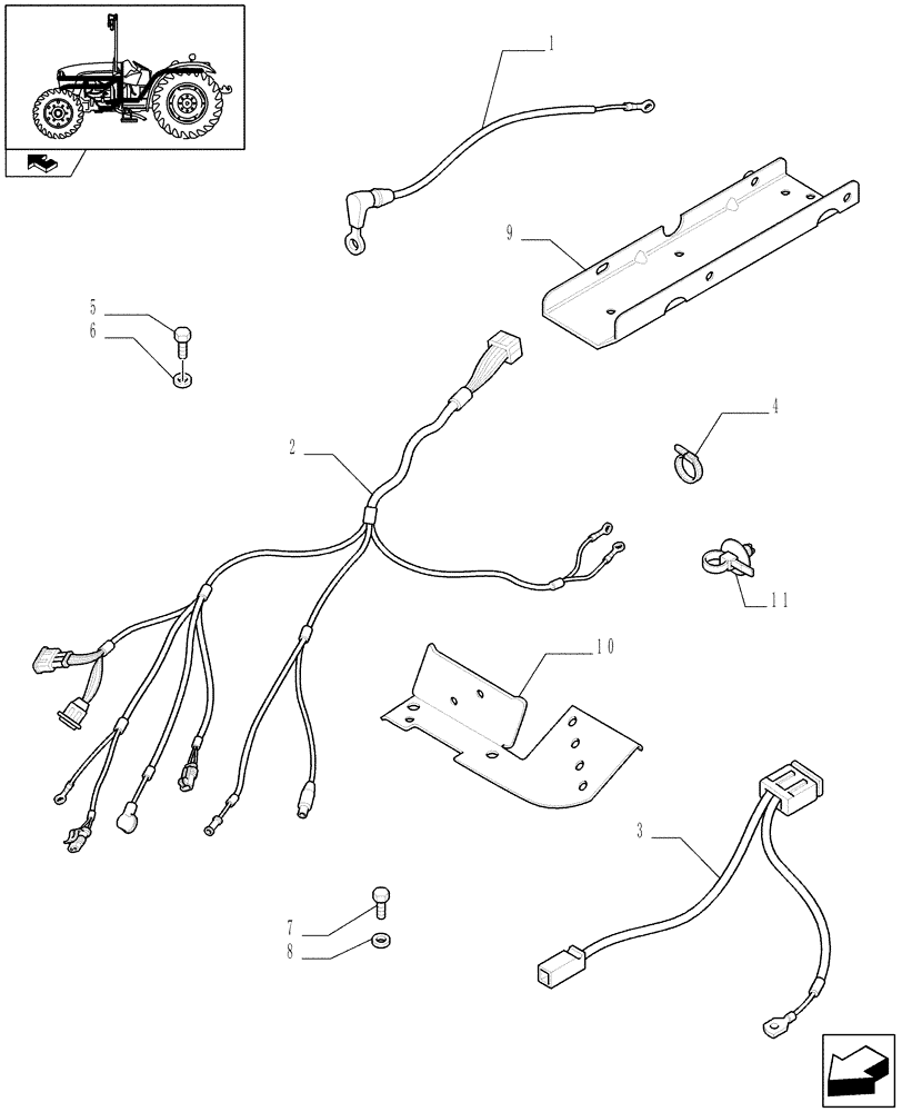 Схема запчастей Case IH FARMALL 85C - (1.75.4[03]) - AUXILIARY CABLES - L/CAB (06) - ELECTRICAL SYSTEMS