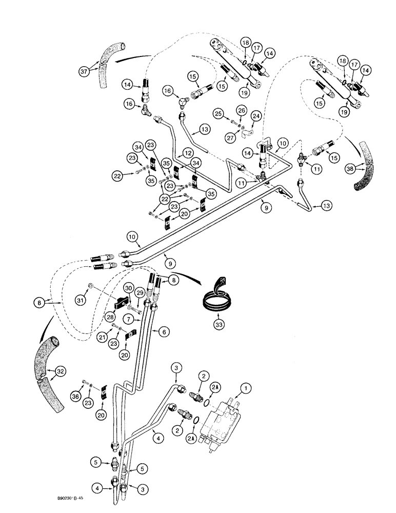 Схема запчастей Case IH 1825 - (8-22) - LOADER BUCKET TILT HYDRAULIC CIRCUIT (08) - HYDRAULICS