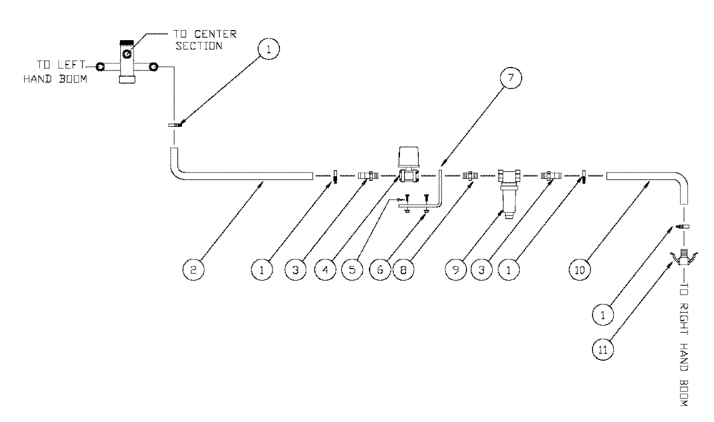 Схема запчастей Case IH SPX2130 - (09-011) - 24M, 3 BOOM SHUT OFF, RH BOOM Liquid Plumbing