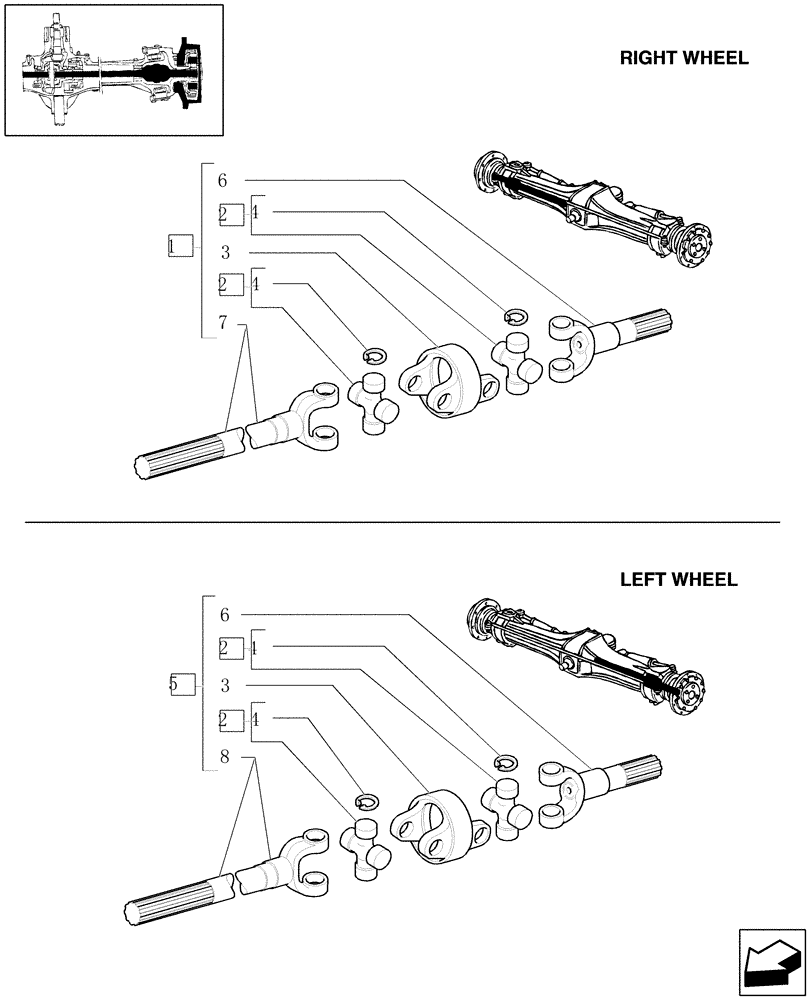 Схема запчастей Case IH JX1080U - (1.40. 1/06[01]) - (VAR.039) STANDARD - FRONT AXLE - DIFFERENTIAL GEARS AND SHAFT - 4WD (04) - FRONT AXLE & STEERING