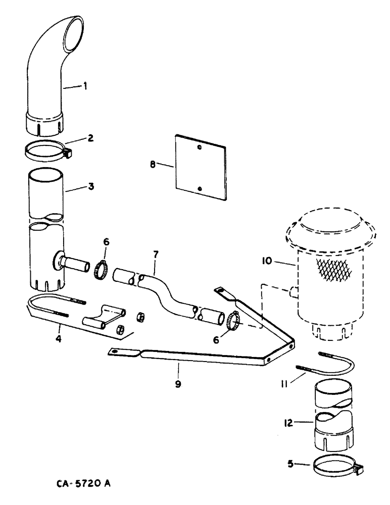 Схема запчастей Case IH 1460 - (12-004) - ASPIRATED PRE-CLEANER PRE-SCREENER, FIELD INSTALLED ASPIRATOR ATTACHMENT Power