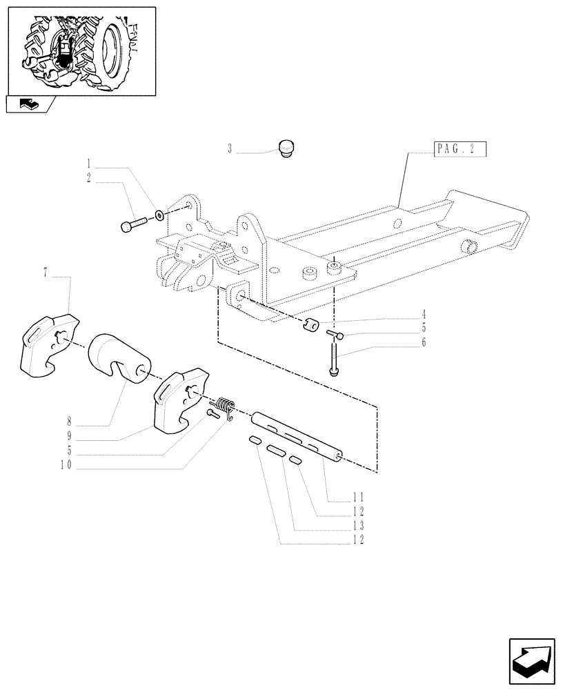 Схема запчастей Case IH PUMA 115 - (1.89.3[01]) - APUH - HYDRAULIC PUSH BACK WITH SWINGING DRAWBAR - TOW HOOK (VAR.331945) (09) - IMPLEMENT LIFT