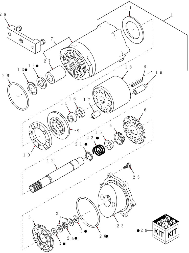 Схема запчастей Case IH SCX100 - (07.03[1]) - HIGH TORQUE MOTOR, PRIOR TO PIN HAJ0011284 (07) - HYDRAULICS