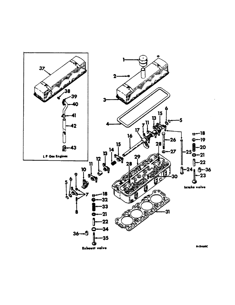 Схема запчастей Case IH 504 - (016) - CARBURETED ENGINE, CYLINDER HEAD AND RELATED PARTS (01) - ENGINE