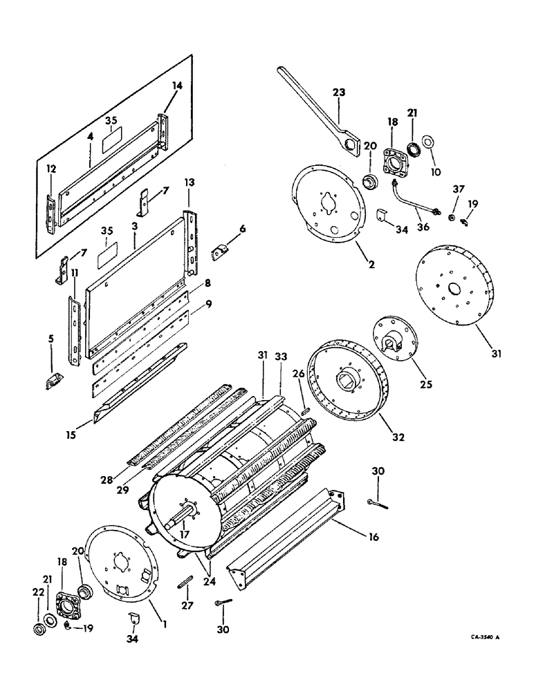 Схема запчастей Case IH 715 - (21-01) - THRESHING CYLINDER AND CONCAVE, CYLINDER, RASP BAR (14) - THRESHING