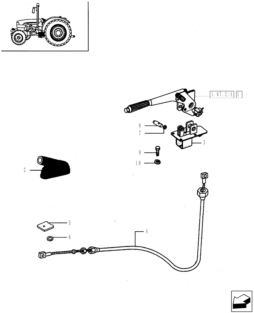 Схема запчастей Case IH JX95 - (1.67.2) - HAND BRAKE - CONTROL AND CABLE (05) - REAR AXLE