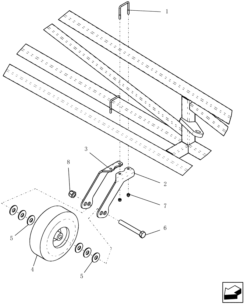 Схема запчастей Case IH SRX160 - (E.20.C[01]) - SUSPENDED BOOM - MID SECTION BOOM WHEEL - NO WINDSCREEN E - Body and Structure