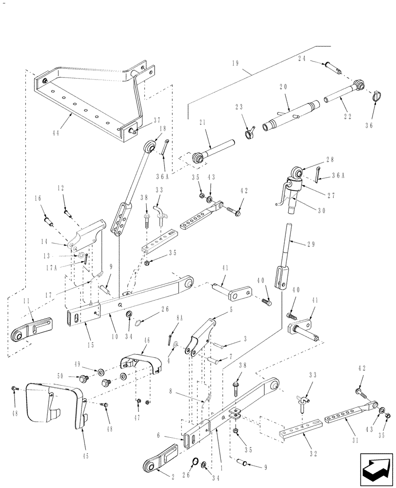 Схема запчастей Case IH DX45 - (09.02) - DELUXE 3PT HITCH, REAR COUNTERWEIGHT BRACKET & PTO SHIELD (09) - IMPLEMENT LIFT