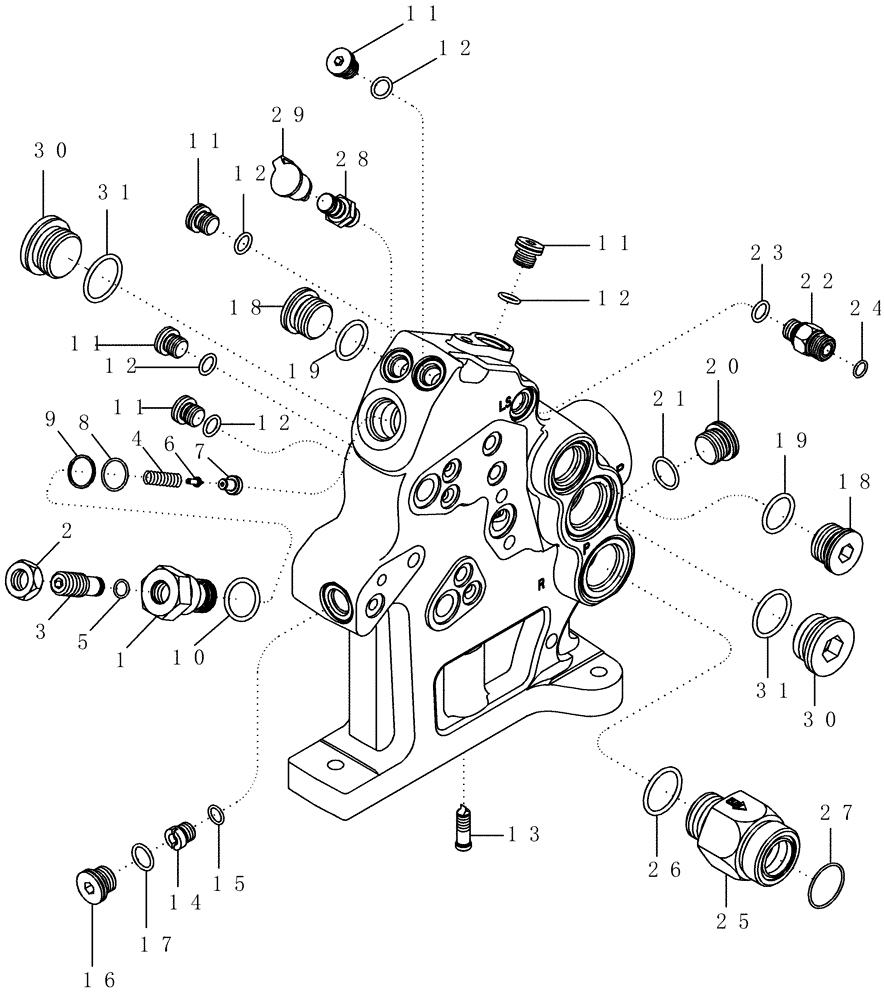 Схема запчастей Case IH MX210 - (08-20) - MANIFOLD VALVE ASSEMBLY (08) - HYDRAULICS