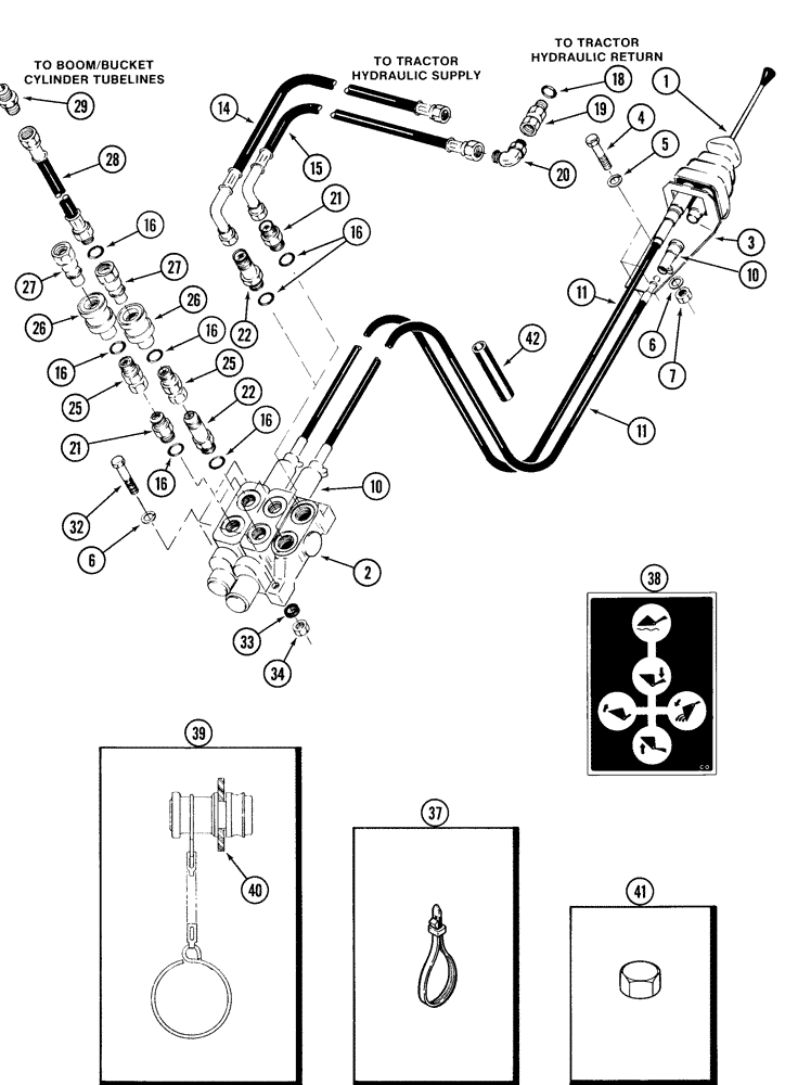 Схема запчастей Case IH 2255 - (8-12) - CONTROL HYDRAULICS, TRACTORS WITH CAB (08) - HYDRAULICS