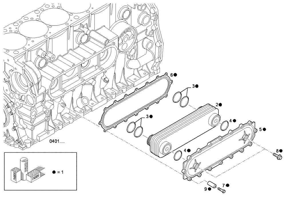 Схема запчастей Case IH F2CE9684N E005 - (3150.018) - OIL - WATER HEAT EXCHANGER 