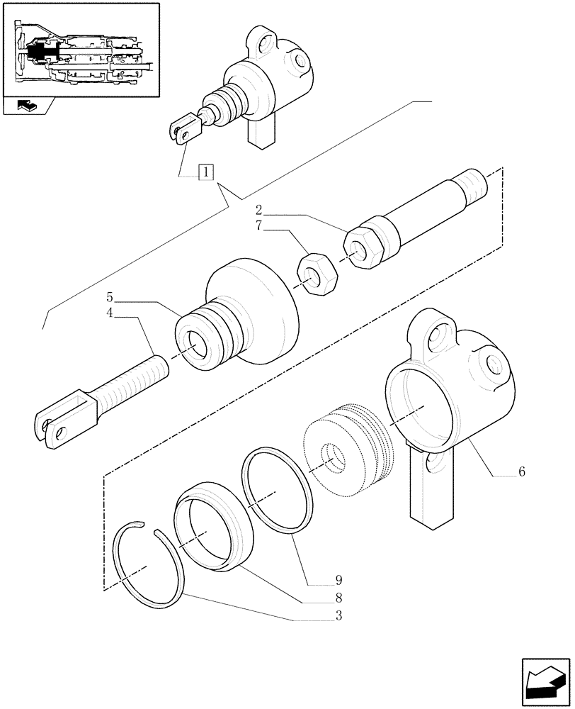 Схема запчастей Case IH FARMALL 75C - (1.80.4/ A) - PTO CLUTCH CONTROL ACTUATOR CYLINDER - BREAKDOWN (07) - HYDRAULIC SYSTEM