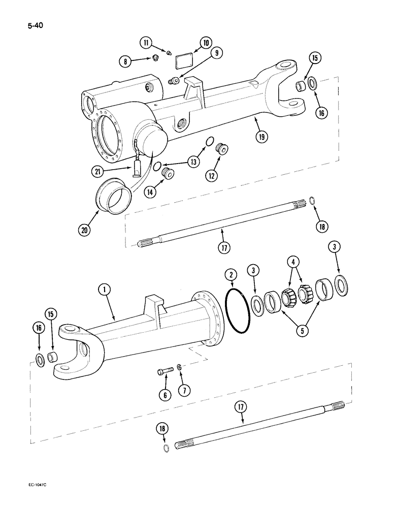 Схема запчастей Case IH 495 - (5-040) - MECHANICAL FRONT DRIVE "ZF", AXLE HOUSINGS AND SHAFTS (05) - STEERING