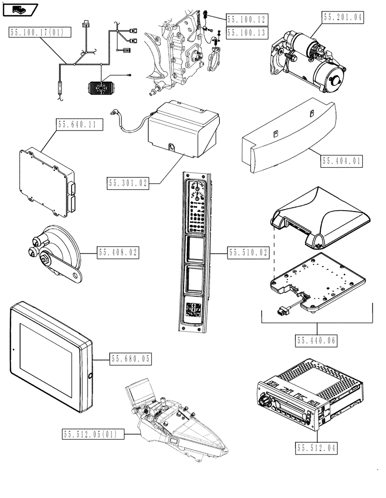 Схема запчастей Case IH MAGNUM 180 - (00.000.55) - PICTORIAL INDEX - ELECTRICAL SYSTEMS (00) - GENERAL & PICTORIAL INDEX