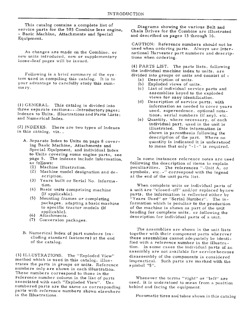 Схема запчастей Case IH 503 - (003) - INTRODUCTION (00) - GENERAL & PICTORIAL INDEX