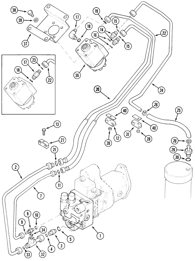 Схема запчастей Case IH 5120 - (5-10) - STEERING PIPES, PUMP TO STEERING PUMP AND FILTER (05) - STEERING