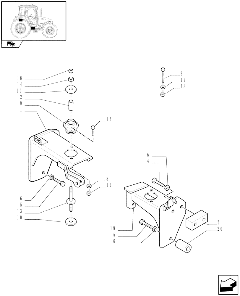 Схема запчастей Case IH FARMALL 80 - (1.87.0/01[01]) - BRACKETS FOR FRONT AUXILIARY EQUIPMENTS - SUPPORT - W/CAB (VAR.335460-335522) (08) - SHEET METAL