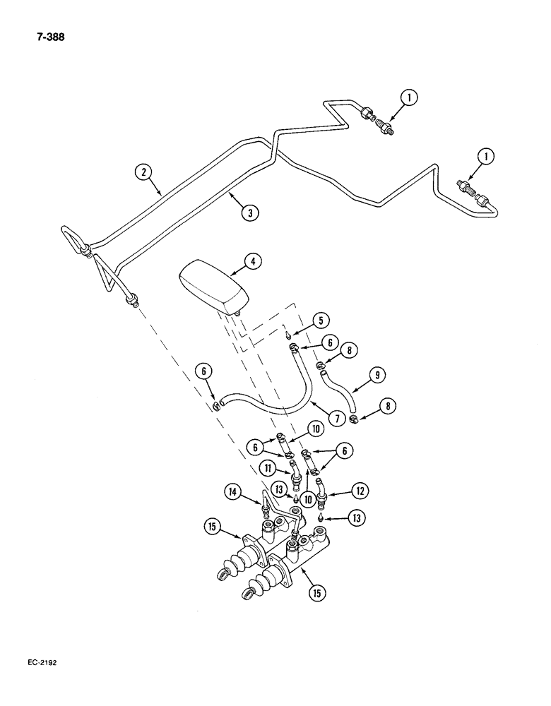 Схема запчастей Case IH 585 - (7-388) - BRAKE CYLINDER AND PIPES, WITHOUT CAB (07) - BRAKES