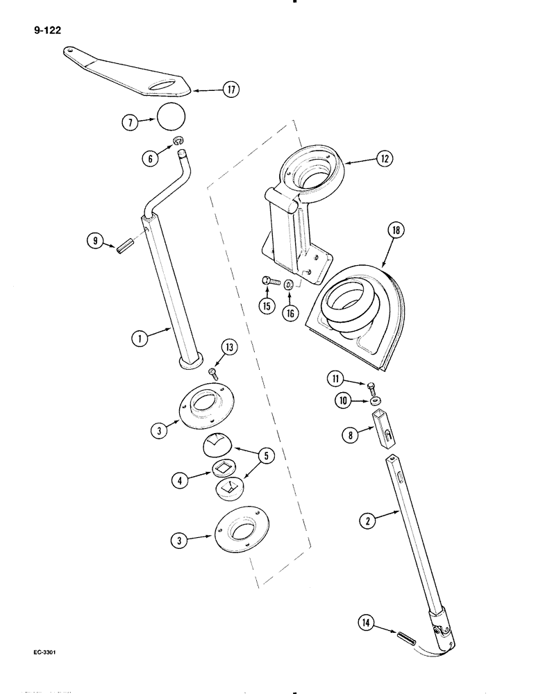 Схема запчастей Case IH 695 - (9-122) - HITCH LEVELLING HANDLE, INTERNAL (09) - CHASSIS/ATTACHMENTS