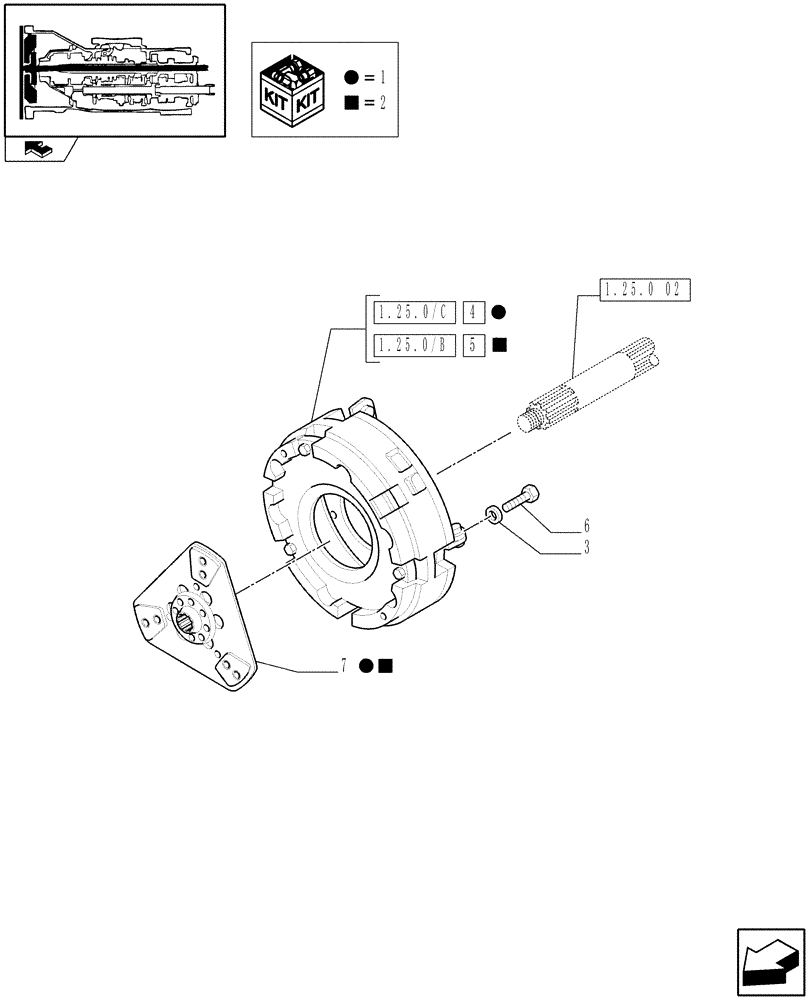 Схема запчастей Case IH FARMALL 80 - (1.25.0/01[01]) - SINGLE LEVER PTO - CLUTCH - C6859 (VAR.335250) (03) - TRANSMISSION