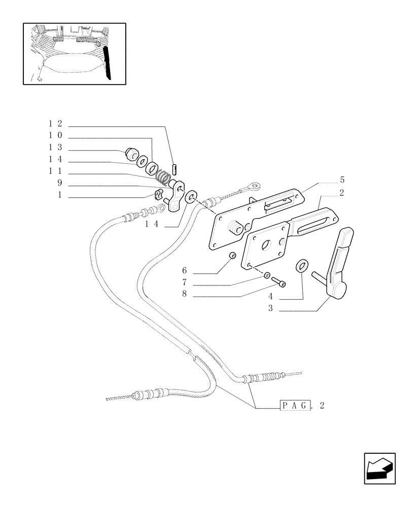 Схема запчастей Case IH JX80U - (1.10.0[03]) - THROTTLE CONTROL LINKAGE - (L/CAB) - LEVER SUPPORTS, LEVER (02) - ENGINE EQUIPMENT