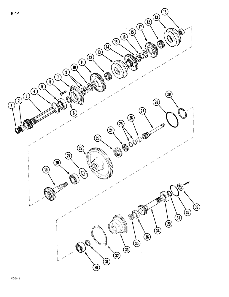 Схема запчастей Case IH 695 - (6-014) - SPEED TRANSMISSION, WITH CREEPER (06) - POWER TRAIN