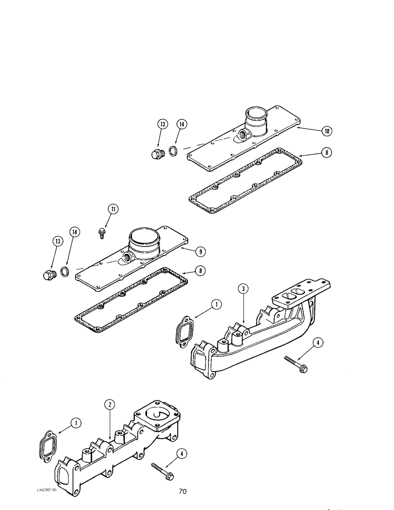 Схема запчастей Case IH 4390 - (070) - MANIFOLDS, EXHAUST, 4-390 AND 4T-390 ENGINES 