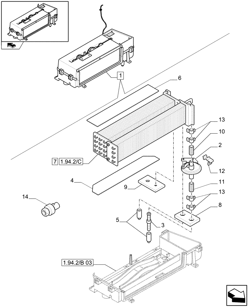 Схема запчастей Case IH PUMA 140 - (1.94.2/ B[02]) - AIR CONDITIONER - BREAKDOWN (10) - OPERATORS PLATFORM/CAB