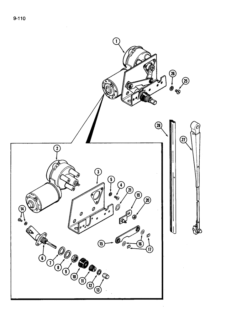 Схема запчастей Case IH 3394 - (9-110) - CAB, WINDSHIELD WIPER, AMERICAN BOSCH (09) - CHASSIS/ATTACHMENTS