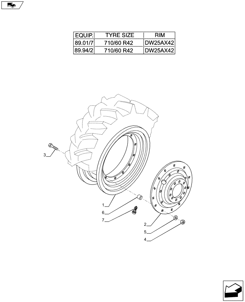 Схема запчастей Case IH PUMA 170 - (44.520.01[21]) - REAR WHEELS (44) - WHEELS