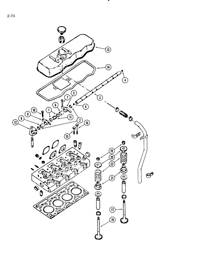 Схема запчастей Case IH 4000 - (2-74) - CYLINDER HEAD, D-239 DIESEL ENGINE (02) - ENGINE