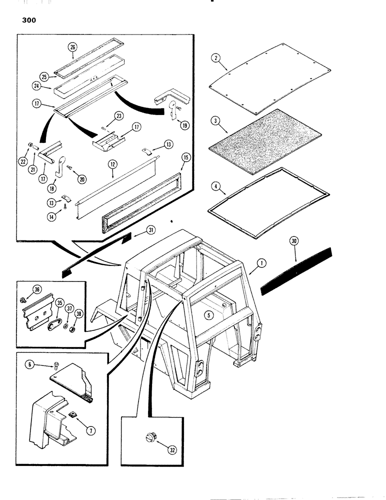 Схема запчастей Case IH 1090 - (300) - CAB, UPPER SHEET METAL, BETTENDORF (09) - CHASSIS/ATTACHMENTS