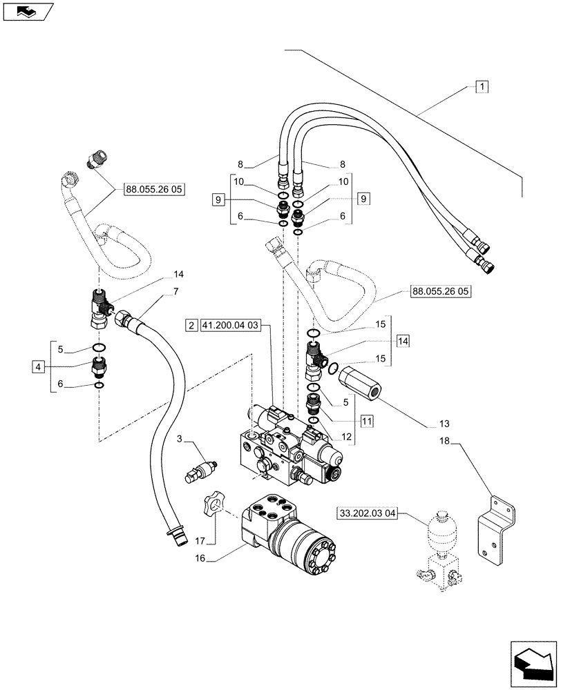 Схема запчастей Case IH PUMA 200 - (88.055.26[04]) - DIA KIT - AUTO GUIDANCE SYSTEM READY - VALVES AND PIPES (88) - ACCESSORIES