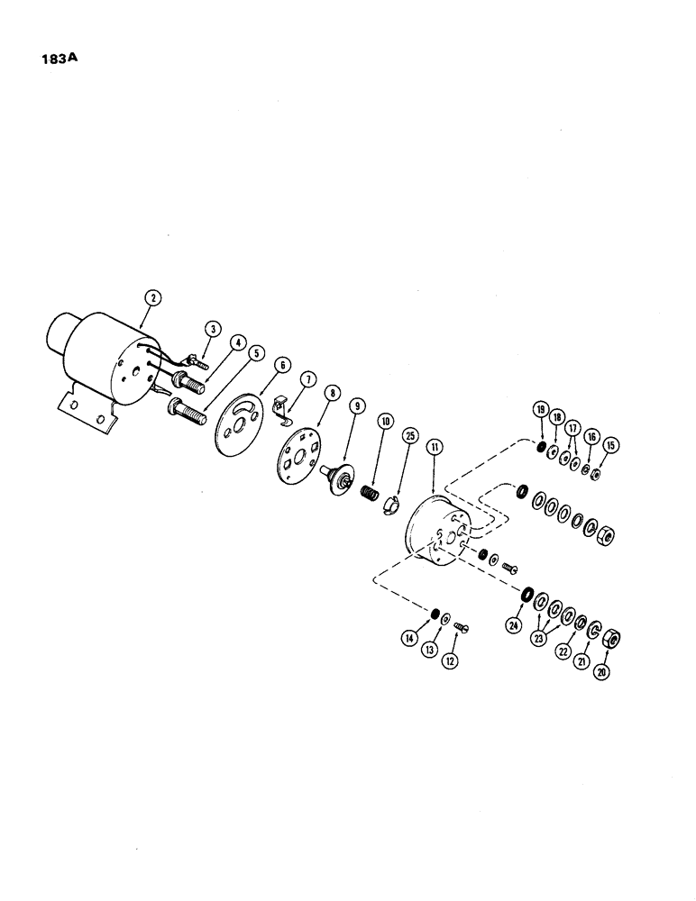 Схема запчастей Case IH 970 - (183A) - A44817 SOLENOID, USED WITH A59217, A145555 AND A149056 401B DIESEL ENGINE (04) - ELECTRICAL SYSTEMS