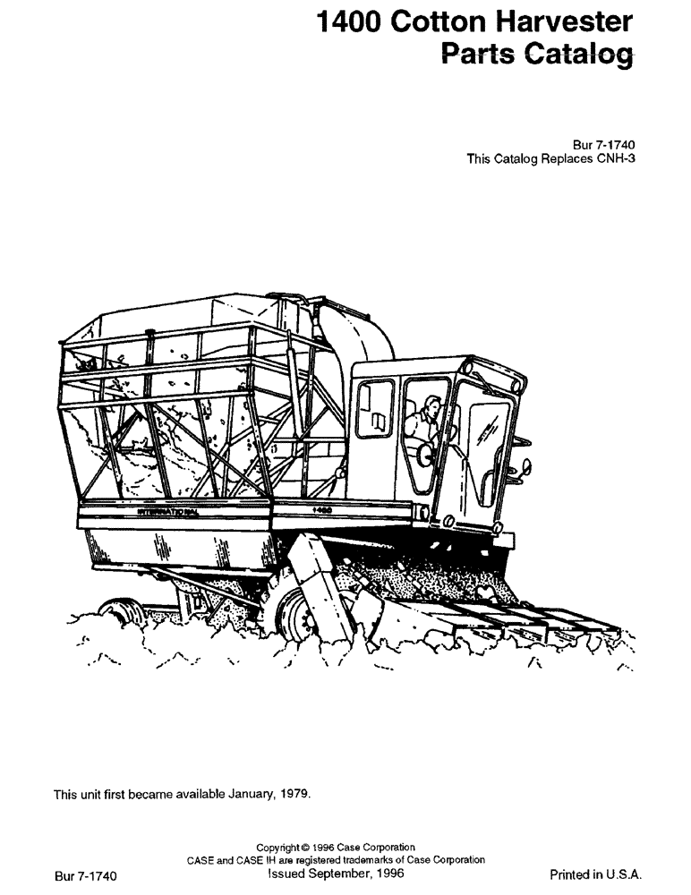 Схема запчастей Case IH 1400 - (1-1) - 1400 COTTON HARVESTER PARTS CATALOG (00) - PICTORIAL INDEX
