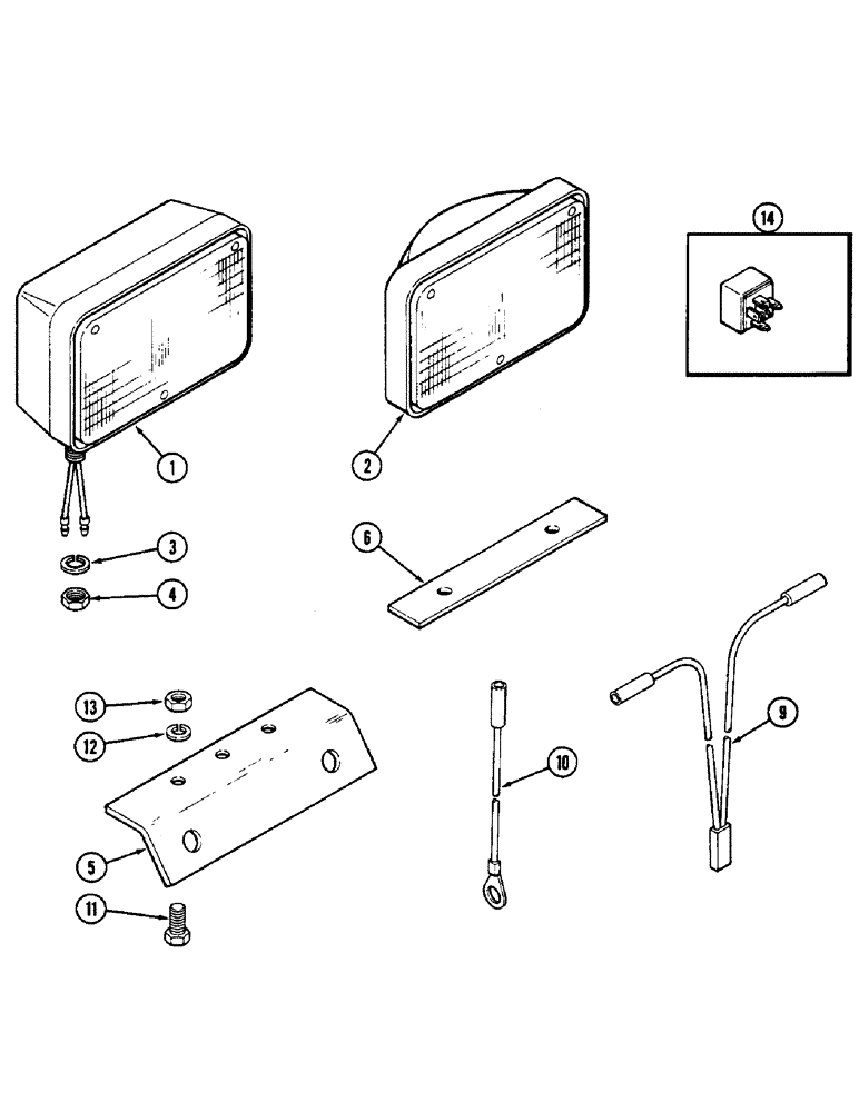 Схема запчастей Case IH 2090 - (4-154) - FLOOD LAMP ATTACHMENT, LOWER FRONT (04) - ELECTRICAL SYSTEMS