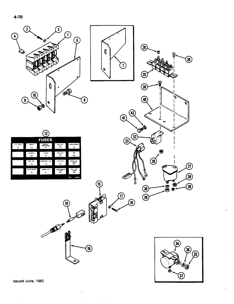 Схема запчастей Case IH 4490 - (4-070) - FUSES AND FUSE HOLDER, INSTRUMENT PANEL HARNESS (04) - ELECTRICAL SYSTEMS