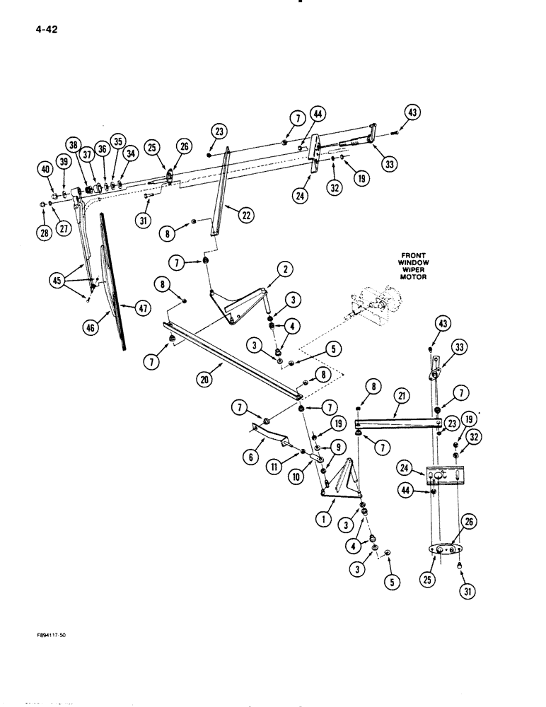 Схема запчастей Case IH 9130 - (4-42) - SIDE WINDOW WIPERS, IF EQUIPPED (04) - ELECTRICAL SYSTEMS