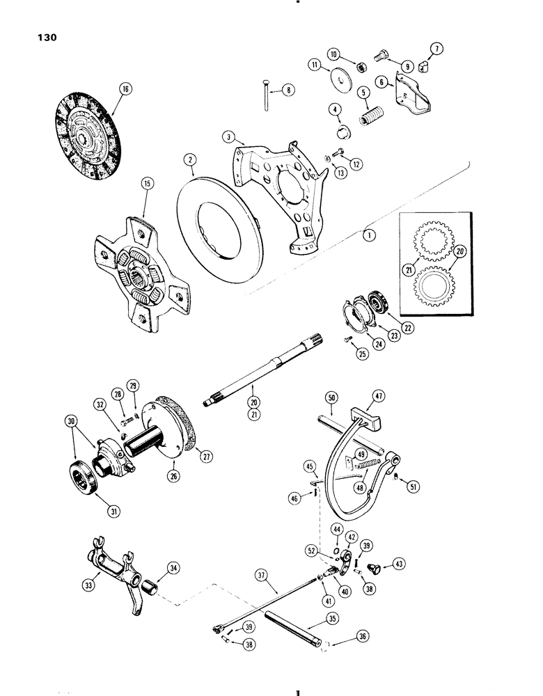 Схема запчастей Case IH 570 - (130) - CLUTCH ASSEMBLY AND LINKAGE (06) - POWER TRAIN