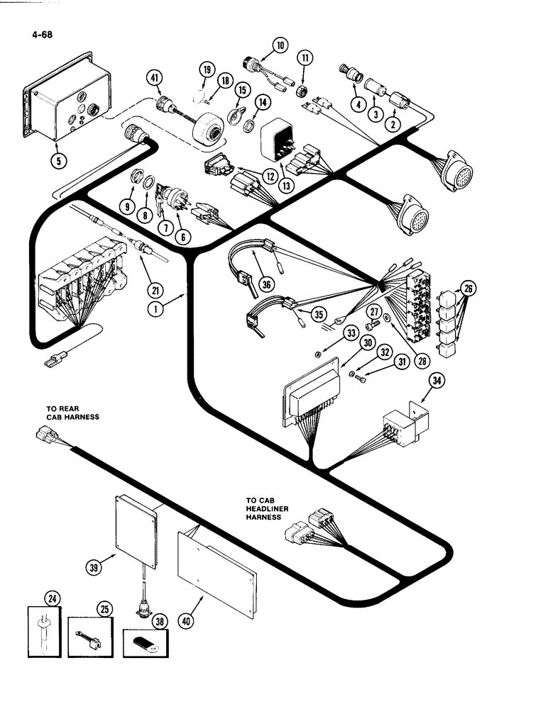 Схема запчастей Case IH 4494 - (4-068) - LOWER CAB HARNESS, PRIOR TO P.I.N. 8866676 (04) - ELECTRICAL SYSTEMS