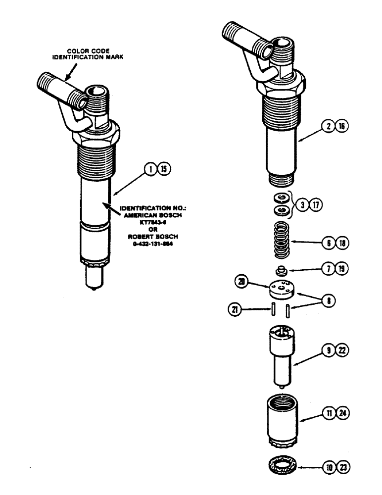 Схема запчастей Case IH 2590 - (3-62) - FUEL INJECTOR NOZZLE, 504BDT, DIESEL ENGINE, RED COLOR CODE IDENTIFICATION (03) - FUEL SYSTEM