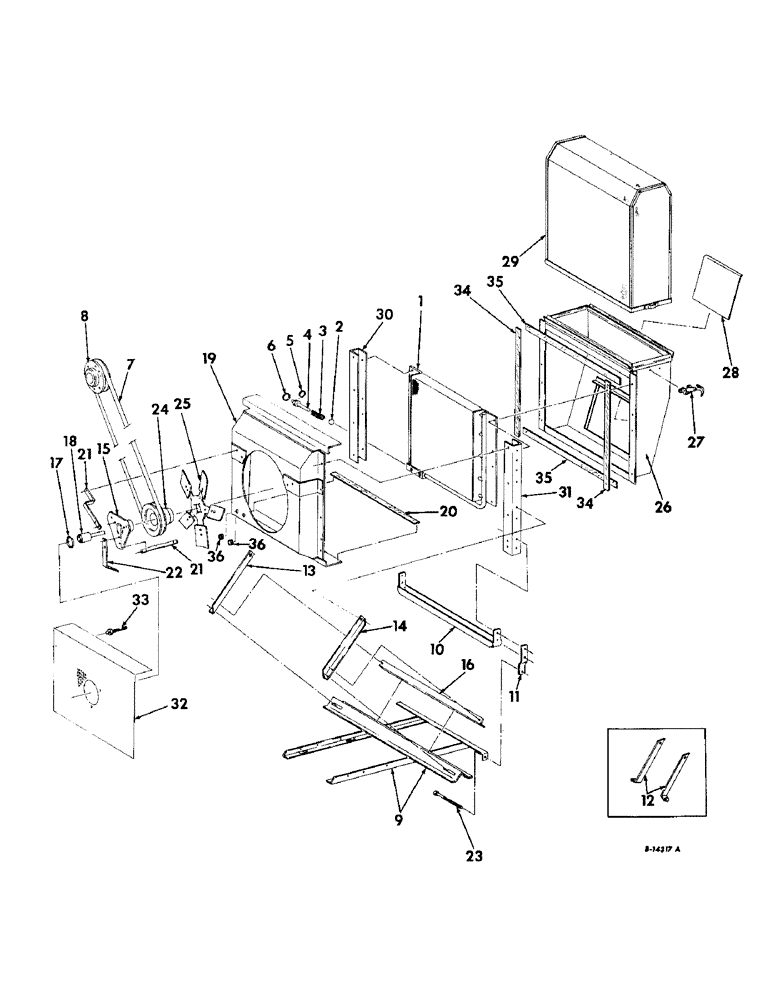 Схема запчастей Case IH 403 - (177) - OIL COOLER, FAN, FRAME, SCREEN AND SHROUD, FOR HYDROSTATIC GROUND DRIVE (35) - HYDRAULIC SYSTEMS