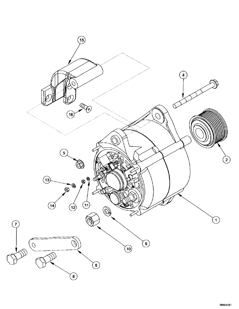 Схема запчастей Case IH MX270 - (4-030) - ALTERNATOR, MOUNTING, MX240, MX270 (04) - ELECTRICAL SYSTEMS