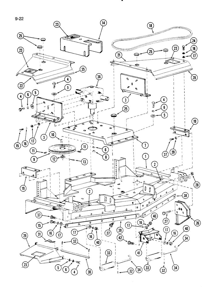 Схема запчастей Case IH 72RS - (9-022) - MOWER DECK, 72RS MOWER (03) - CHASSIS/MOUNTED EQUIPMENT