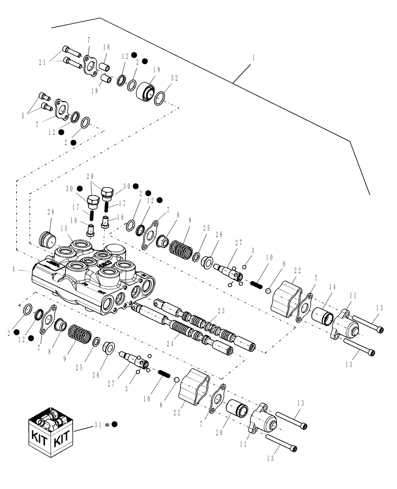 Схема запчастей Case IH DX23 - (07.08.02) - MID-MOUNT HYDRAULIC CONTROL VALVE (07) - HYDRAULIC SYSTEM