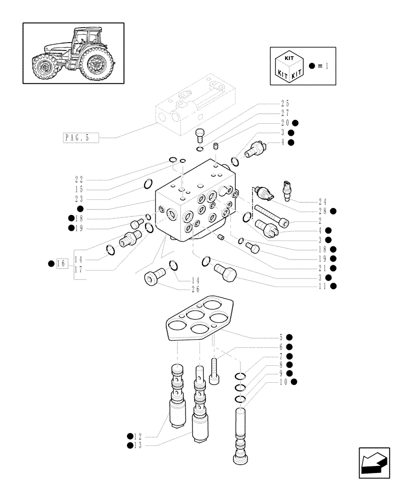 Схема запчастей Case IH MXU110 - (1.80.7[04]) - 4WD - PTO, CLUTCH - CONTROL VALVE AND RELEVANT PARTS (07) - HYDRAULIC SYSTEM