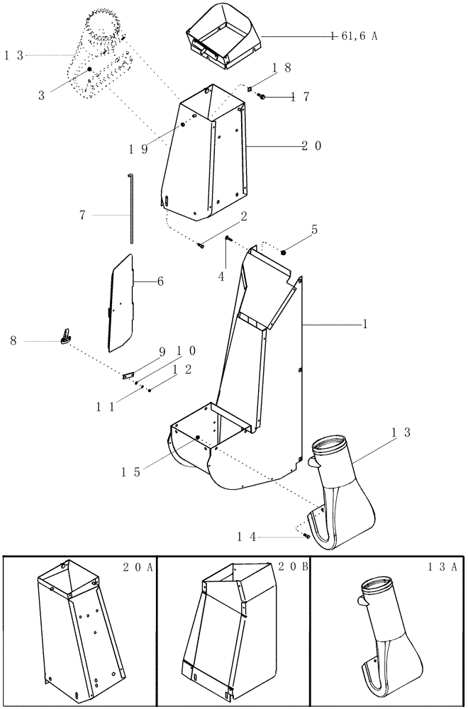 Схема запчастей Case IH CPX420 - (09C-05) - DRUM OUTLETS - REAR, 4 ROW WIDE, NO. 1, 2, 3 AND 4, 5 ROW NARROW, NO. 1, 2 AND 5 (15) - HANDLING SYSTEM