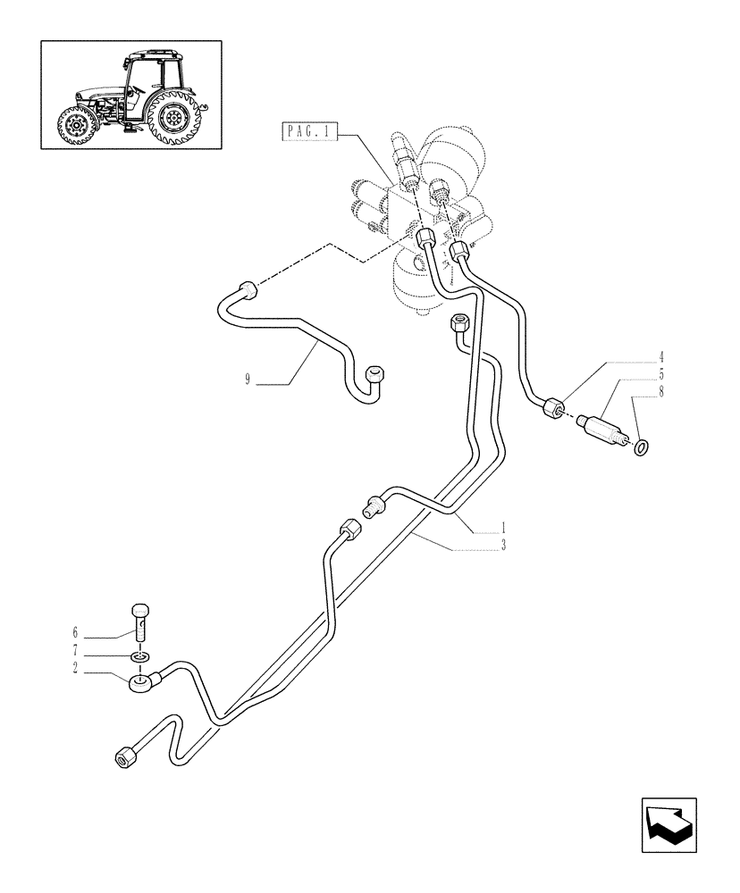 Схема запчастей Case IH JX1095C - (1.82.75[02]) - (VAR.839) FRONT PTO LIFT FOR EDC (07) - HYDRAULIC SYSTEM