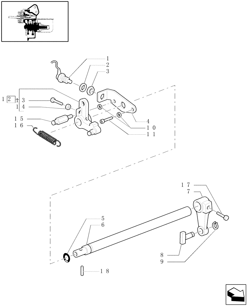 Схема запчастей Case IH MXU130 - (1.80.1/04[02]) - (VAR.549) SYNCHRO POWER TAKE-OFF - LEVERS AND RELATED PARTS (07) - HYDRAULIC SYSTEM